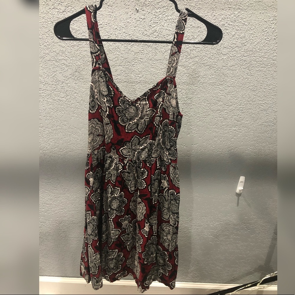Red Floral Sleeveless Mini Dress (M)